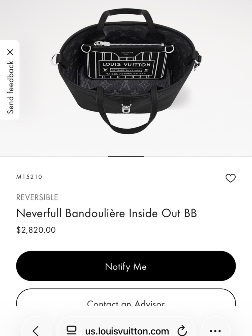 LOUIS VUITTON NEVERFULL BANDOLIÈRE INSIDE OUT BB - Picture 10 of 15